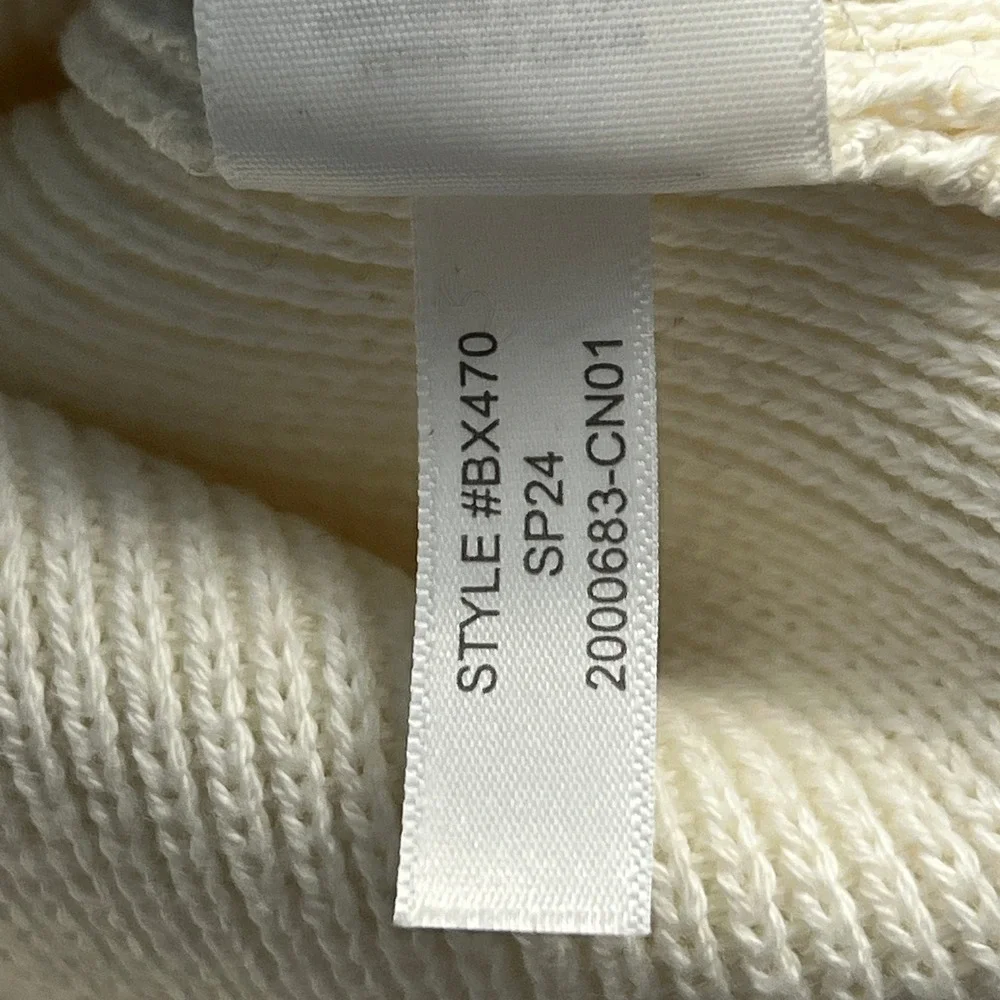 J.Crew Emilie Sweater Lady Jacket Womens Medium Ivory Contrast Navy Trim BX470